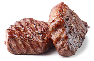 Sliced Grilled Beef Steak Isolated on white background