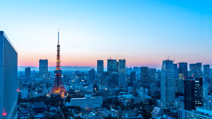 Tokyo tower at twilight, landmark of Japan