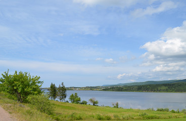 Summer in Nova Scotia: Looking Across Margaree River to Belle Cote on Cape Breton Island