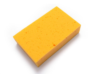Car Wash Sponge Yellow isolated one white 