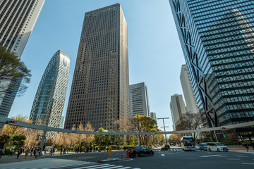 Fototapeta premium SHINJUKU, TOKYO / JAPAN - April 3 2019 : High-rise building at Shinjuku station