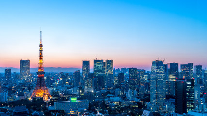 Tokyo tower at twilight, landmark of Japan