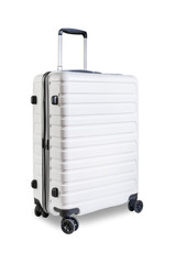 white Travel suitcase isolated on white background.