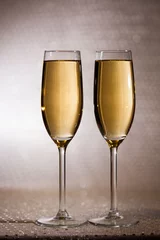 Foto op Aluminium Drink. Two glasses white wine, light background © erainbow
