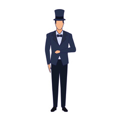 elegant man with top hat icon, flat design