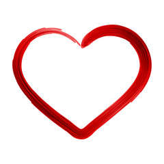Hand drawn red heart shape and brush texture valentines day greeting card background vector illustration