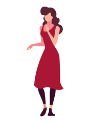 young woman standing on white background