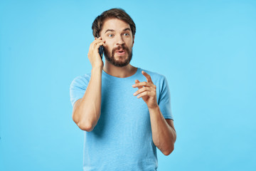 young man with headphones listening to music