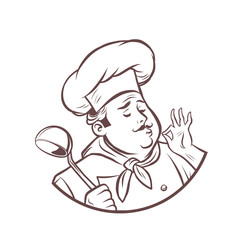 graphic silhouette cook ok gesture, gourmet food taste