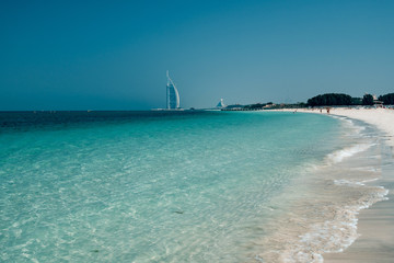 White sand on Dubai Beach near Al Arab Hotel