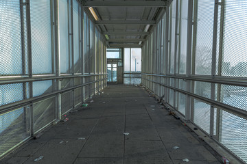 Railway station, subway passage, garbage, not cleaned