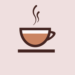 A cup of coffee . Icon cofffee. Simply brown icon
