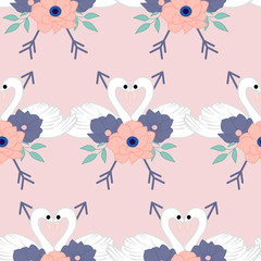 lovely swans in a seamless pattern design