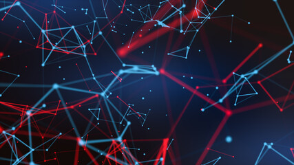 Blurry abstract 3d Rendering Abstract Background blue Network concept . Future backgroundTechnology...