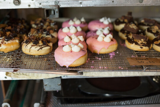 Jelly Donuts in Bakery Shop
