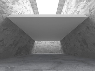 Dark concrete empty room. Modern architecture design