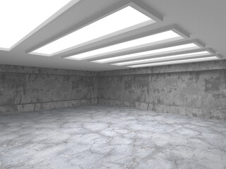 Dark concrete empty room. Modern architecture design