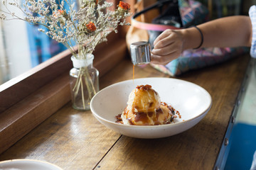 Donut Topped with Bacon and Ice Cream