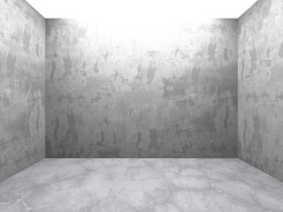 Dark concrete empty room. Modern architecture design