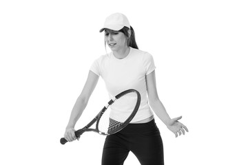 Young girl with a tennis racket