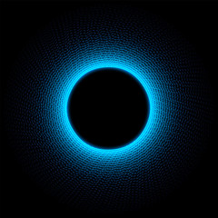 Abstract stipple background. Blue Luminous circles. Circular ring light shining glitter sparkle effect. Vector illustration