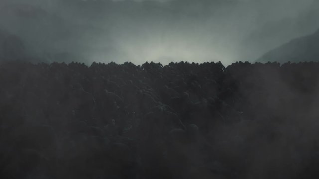 Thousands of Creepy Zombies Storming Forward to an Attack