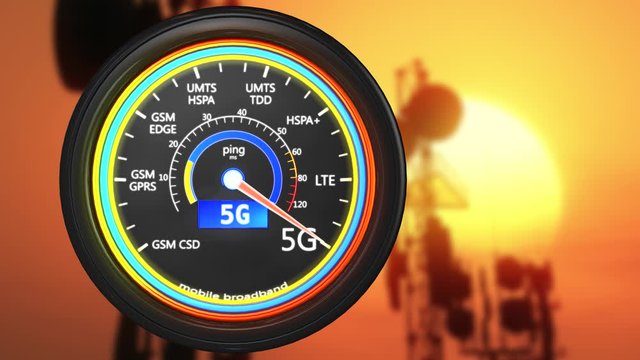 4K Mobile Internet Generations Speed Meter 3D Animation