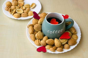 homemade cookies made with love, a large mug of coffee