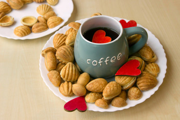 homemade cookies made with love, a large mug of coffee