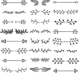 Borders and Dividers. Floral Traditional Doodle Icons Sketch Hand Made Design Vector.
