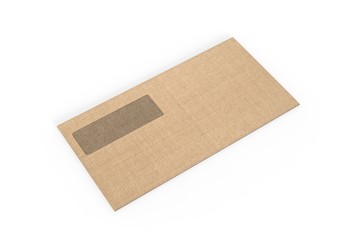 Blank single window envelop template, 3d render illustration.