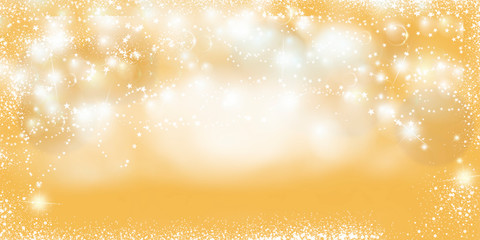Festlicher weihnachtlicher Bokeh Hintergrund in gold mit Sternen