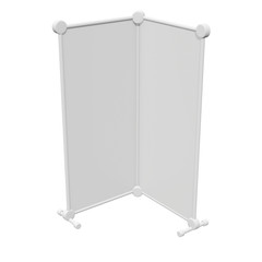 Blank Roll Up fold up Banner Stands. Trade show booth white and blank. 3d render isolated on white background. High Resolution Template for your design.