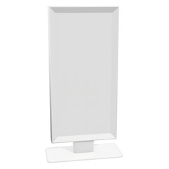 LCD Screen Stand. Blank Trade Show Booth. 3d render of lcd tv isolated on white background. High Resolution. Ad template for your expo design.
