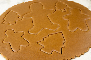Baking christmas cookies on the pan