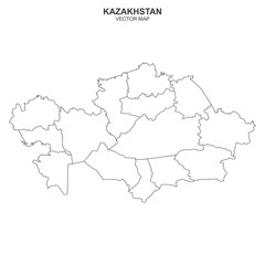 political map of Kazakhstan isolated on white background
