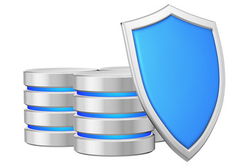 Databases group behind blue metal shield on right data protectio
