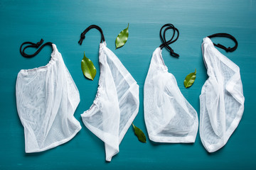 reusable mesh nylon bag, plastic free zero waste concept