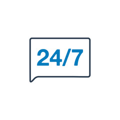 24/7 Customer Service Icon. Flat style vector EPS.