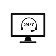 24/7 Online Customer Support, Help Icon. Flat style vector EPS.