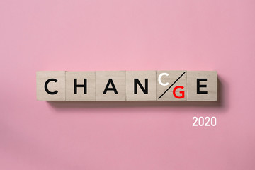 Happy New Year 2020 chance to change, Personal development and career growth concept
