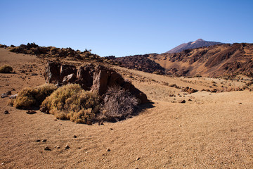 El Teide National Park with  highest voolcanic peak of the Canary islands, Tenerife, Spain.