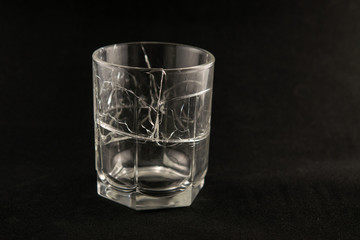 Hexagonal broken glass for alcoholic beverages.