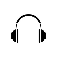 Black headphone vector icon illustration isolated on the white background
