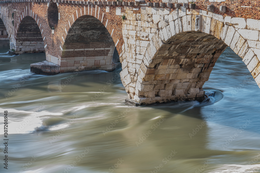 Wall mural old bridge over the river