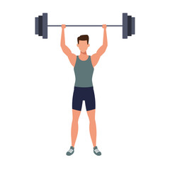 Fototapeta na wymiar avatar man lifting weights icon, flat design