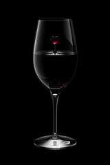 3D Rendered Red Wine in a Glass Isolated on Black Background