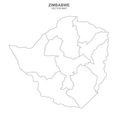 political map of Zimbabwe on white background