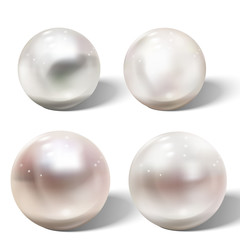 Realistic shiny natural sea pearl with light effects.