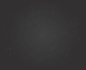 Vector blackboard background. Empty black chalkboard with small scratches. Vector texture. 